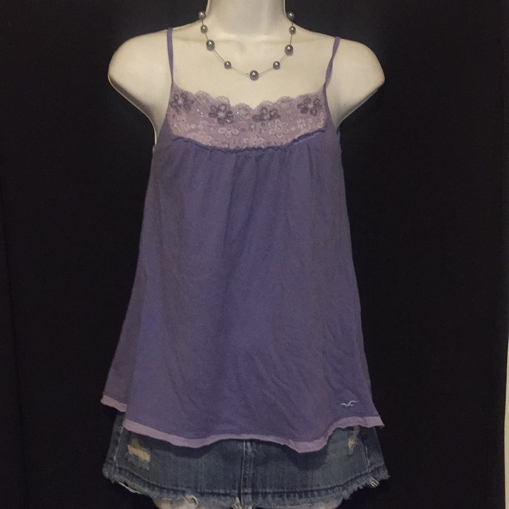 Gorgeous Hollister Purple Flower Tank Top Sz M